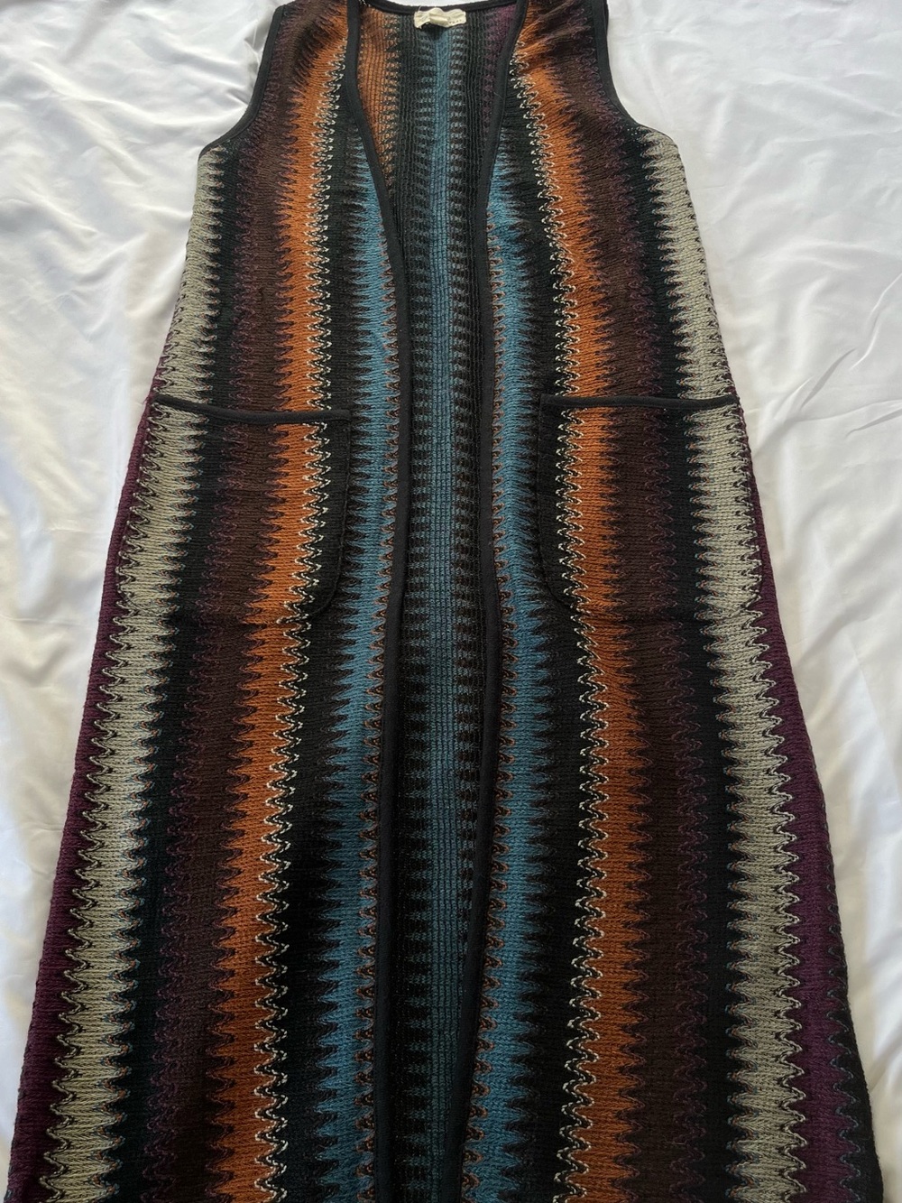 Forever 21 Multicolor Striped Knit Long Vest